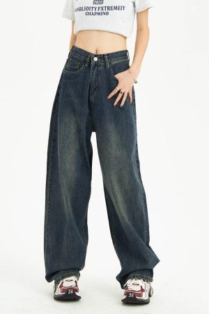 Style Core Aesthetics, New Style Trends - Distressed Pockets Wide Leg Baggy Jeans