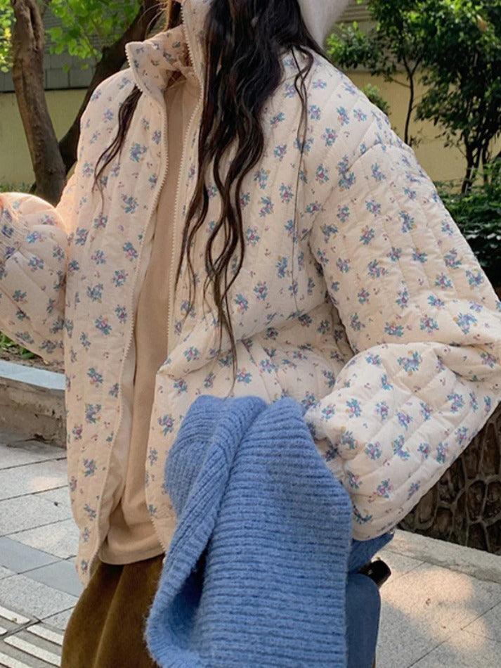 Style Core Aesthetics, New Style Trends - Ditsy Floral Print Zip Up Jacket Style Core Aesthetics, New Style Trends - Ditsy Floral Print Zip Up Jacket