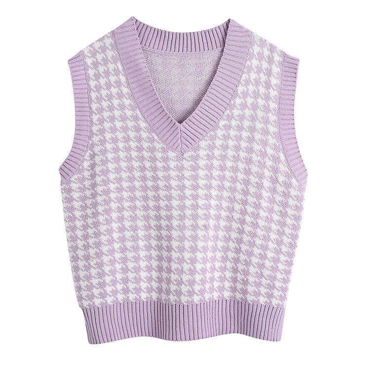 Style Core Aesthetics, New Style Trends - Dogtooth Check Vest Style Core Aesthetics, New Style Trends - Dogtooth Check Vest