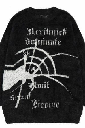 Style Core Aesthetics, New Style Trends - 'Dominate' Furry Knit Cotton Sweater