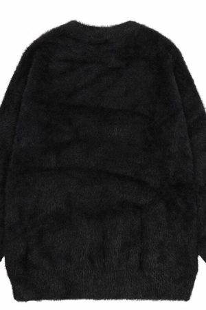 Style Core Aesthetics, New Style Trends - 'Dominate' Furry Knit Cotton Sweater