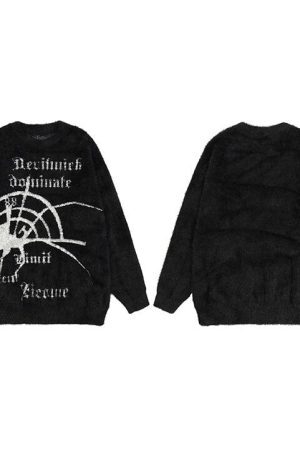 Style Core Aesthetics, New Style Trends - 'Dominate' Furry Knit Cotton Sweater