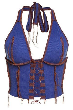 Style Core Aesthetics, New Style Trends - Don't Try It Lace-Up Halter Top