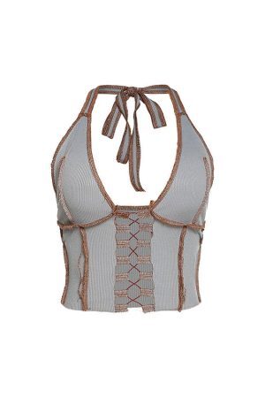 Style Core Aesthetics, New Style Trends - Don't Try It Lace-Up Halter Top