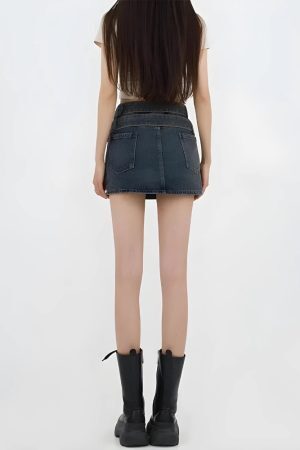 Style Core Aesthetics, New Style Trends - Double Belted Denim Mini Skort
