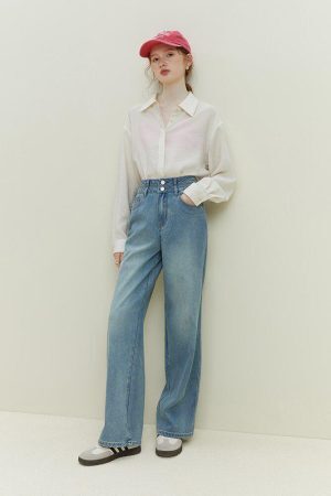 Style Core Aesthetics, New Style Trends - Double Buttoned Light Washed Jeans