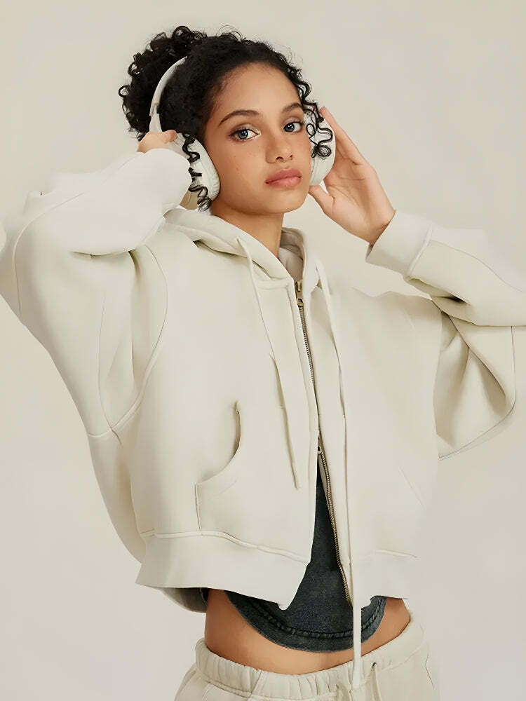 Style Core Aesthetics, New Style Trends - Double Zip-Up Cropped Hoodie Style Core Aesthetics, New Style Trends - Double Zip-Up Cropped Hoodie