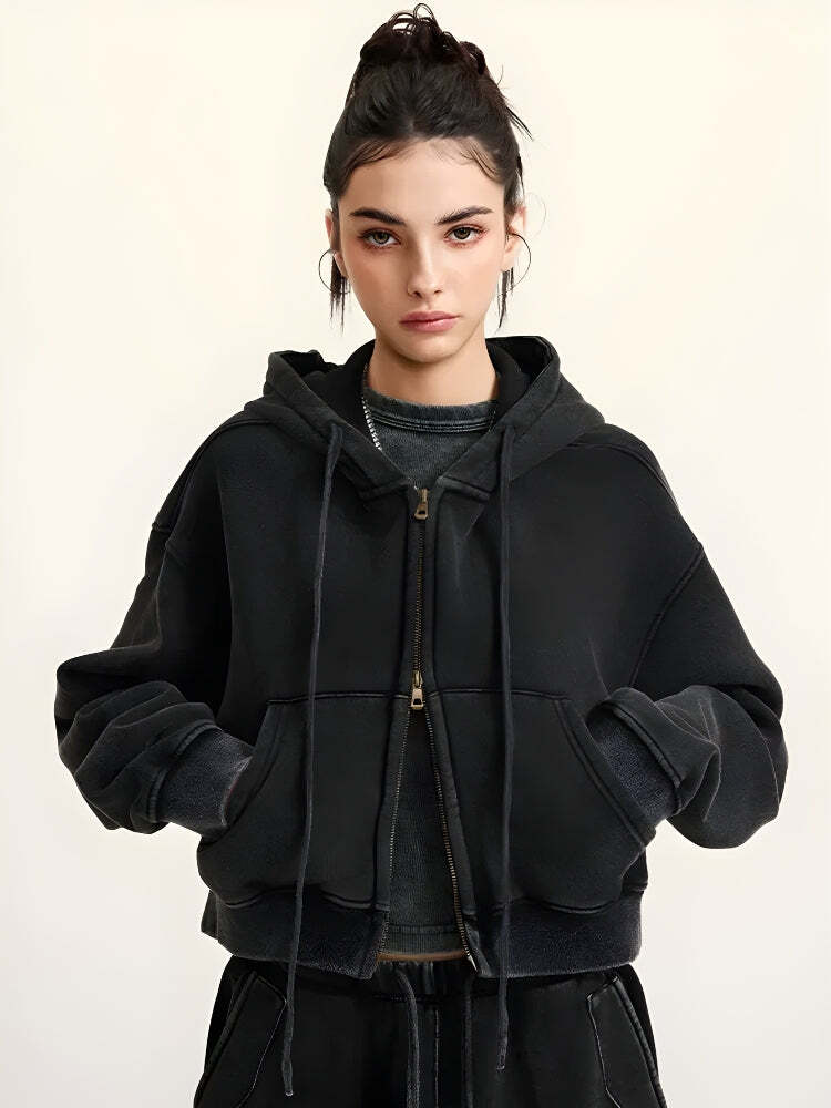 Style Core Aesthetics, New Style Trends - Double Zip-Up Cropped Hoodie Style Core Aesthetics, New Style Trends - Double Zip-Up Cropped Hoodie