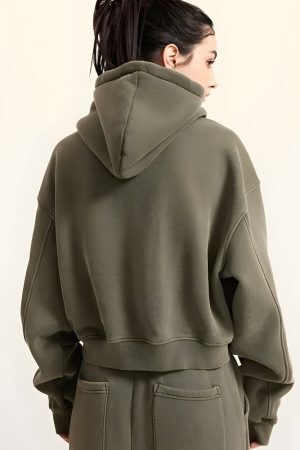 Style Core Aesthetics, New Style Trends - Double Zip-Up Cropped Hoodie