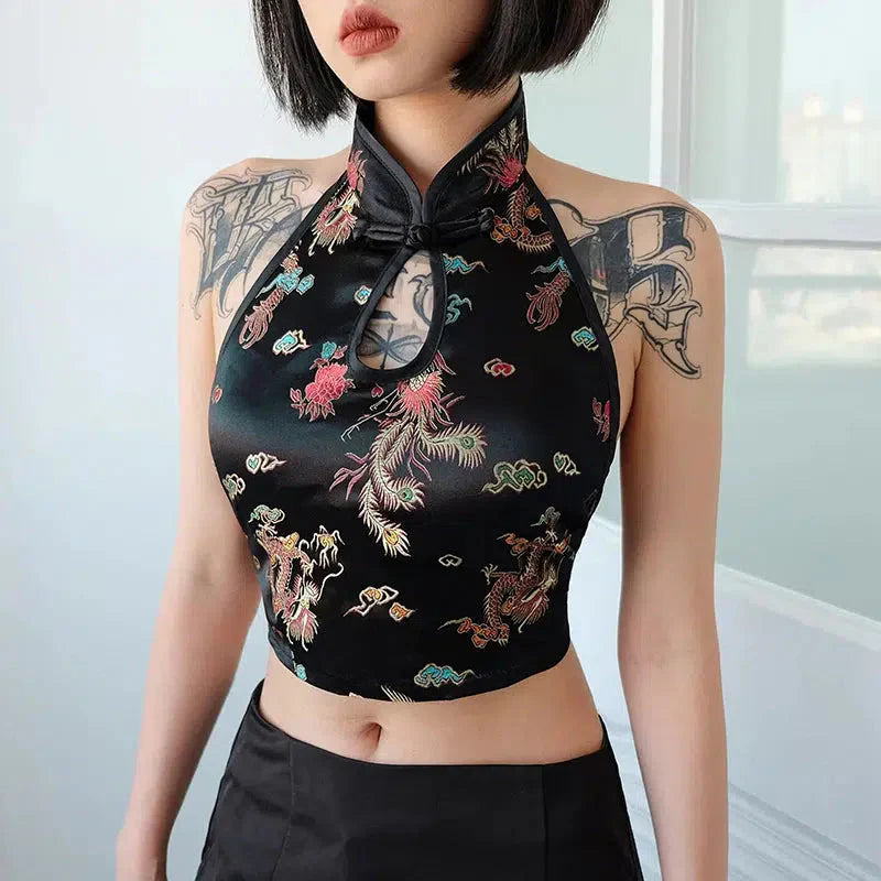 Style Core Aesthetics, New Style Trends - Dragon Backless Crop Top