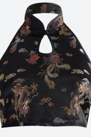 Style Core Aesthetics, New Style Trends - Dragon Backless Crop Top