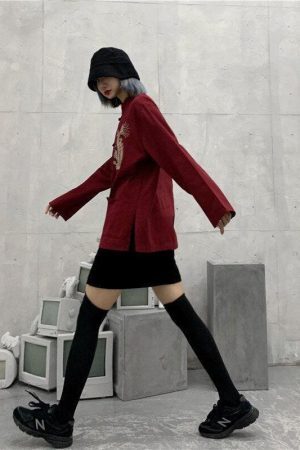 Style Core Aesthetics, New Style Trends - Dragon Embroidery Mandarin Collar Shirt