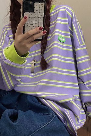 Style Core Aesthetics, New Style Trends - Drain You Striped Sweatshirt