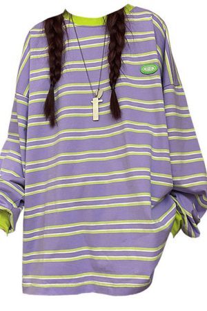 Style Core Aesthetics, New Style Trends - Drain You Striped Sweatshirt