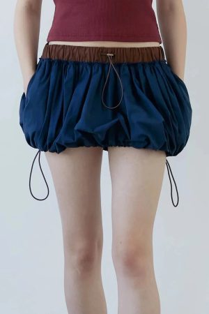 Style Core Aesthetics, New Style Trends - Drawstring Bubble Mini Skirt