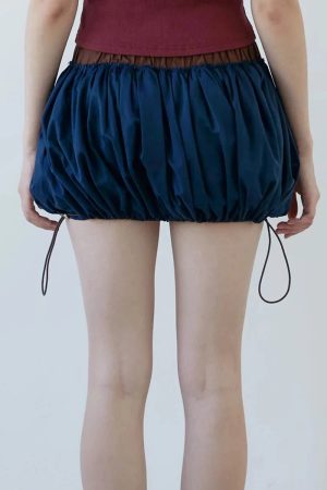 Style Core Aesthetics, New Style Trends - Drawstring Bubble Mini Skirt