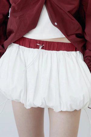 Style Core Aesthetics, New Style Trends - Drawstring Bubble Mini Skirt