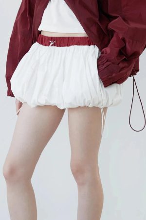 Style Core Aesthetics, New Style Trends - Drawstring Bubble Mini Skirt