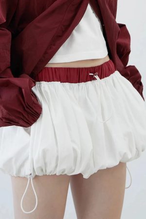 Style Core Aesthetics, New Style Trends - Drawstring Bubble Mini Skirt