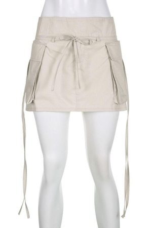 Style Core Aesthetics, New Style Trends - Drawstring Cargo Mini Skirt