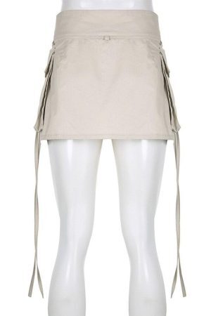 Style Core Aesthetics, New Style Trends - Drawstring Cargo Mini Skirt
