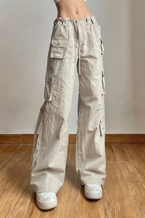 Style Core Aesthetics, New Style Trends - Drawstring Low Rise Cargo Pants