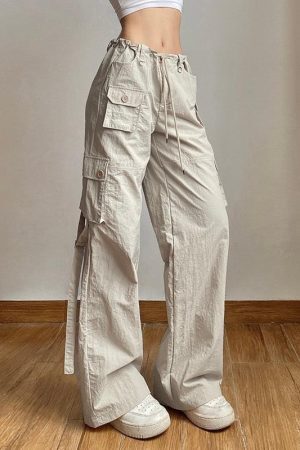Style Core Aesthetics, New Style Trends - Drawstring Low Rise Cargo Pants