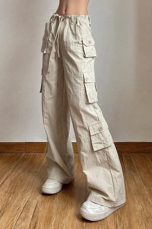 Style Core Aesthetics, New Style Trends - Drawstring Low Rise Cargo Pants