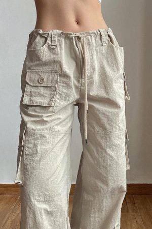 Style Core Aesthetics, New Style Trends - Drawstring Low Rise Cargo Pants