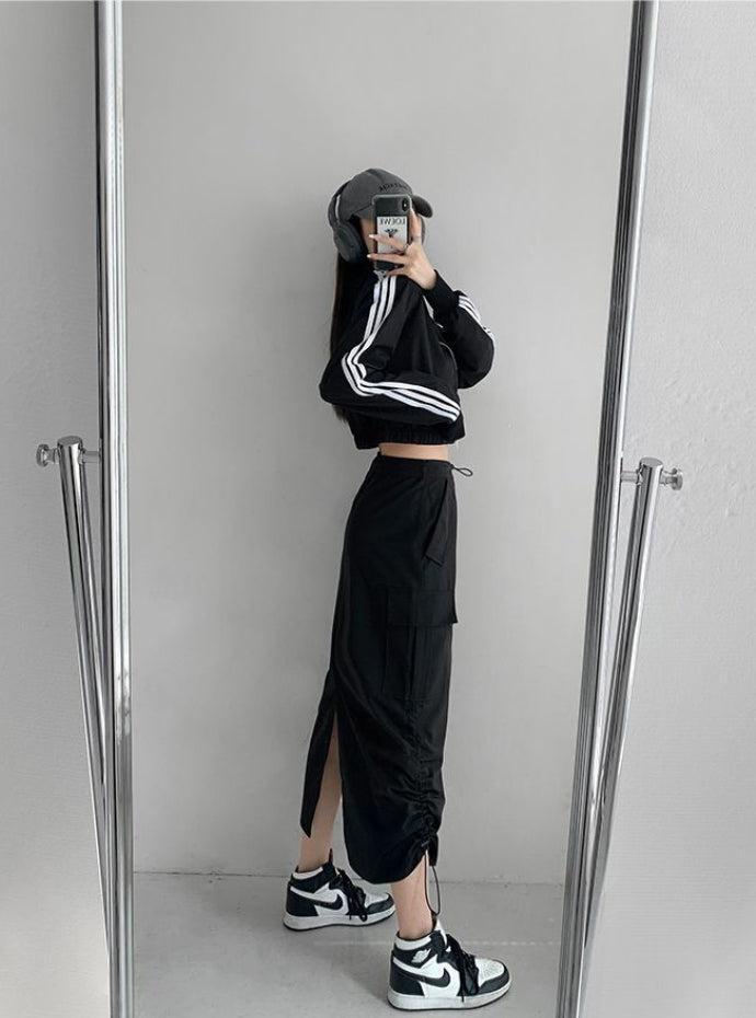 Style Core Aesthetics, New Style Trends - Drawstring Parachute Midi Skirt Style Core Aesthetics, New Style Trends - Drawstring Parachute Midi Skirt