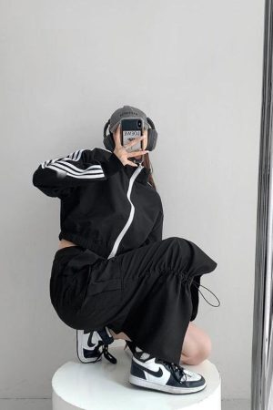 Style Core Aesthetics, New Style Trends - Drawstring Parachute Midi Skirt