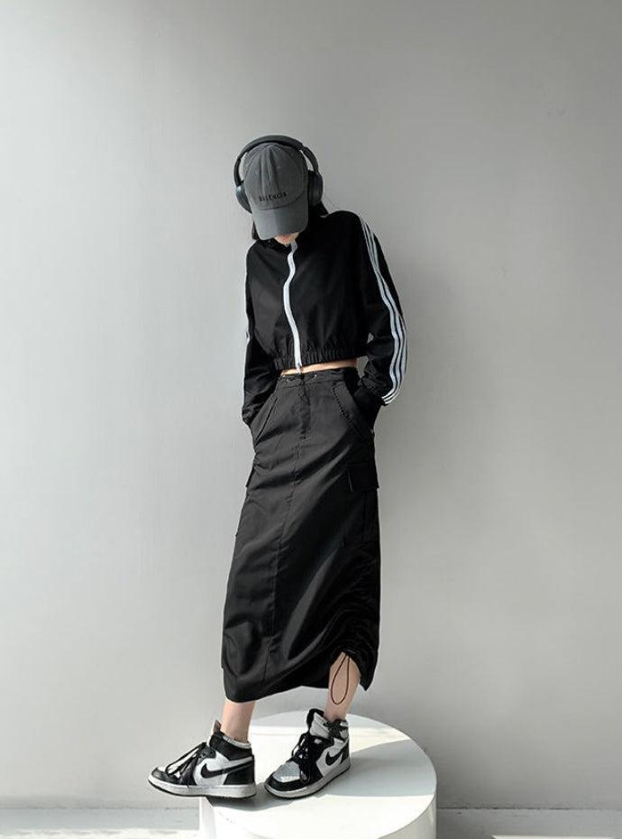 Style Core Aesthetics, New Style Trends - Drawstring Parachute Midi Skirt Style Core Aesthetics, New Style Trends - Drawstring Parachute Midi Skirt