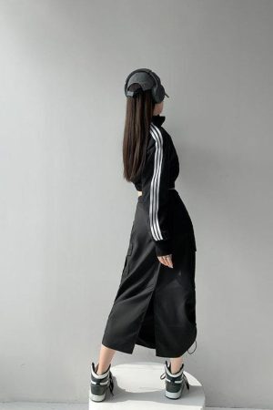 Style Core Aesthetics, New Style Trends - Drawstring Parachute Midi Skirt