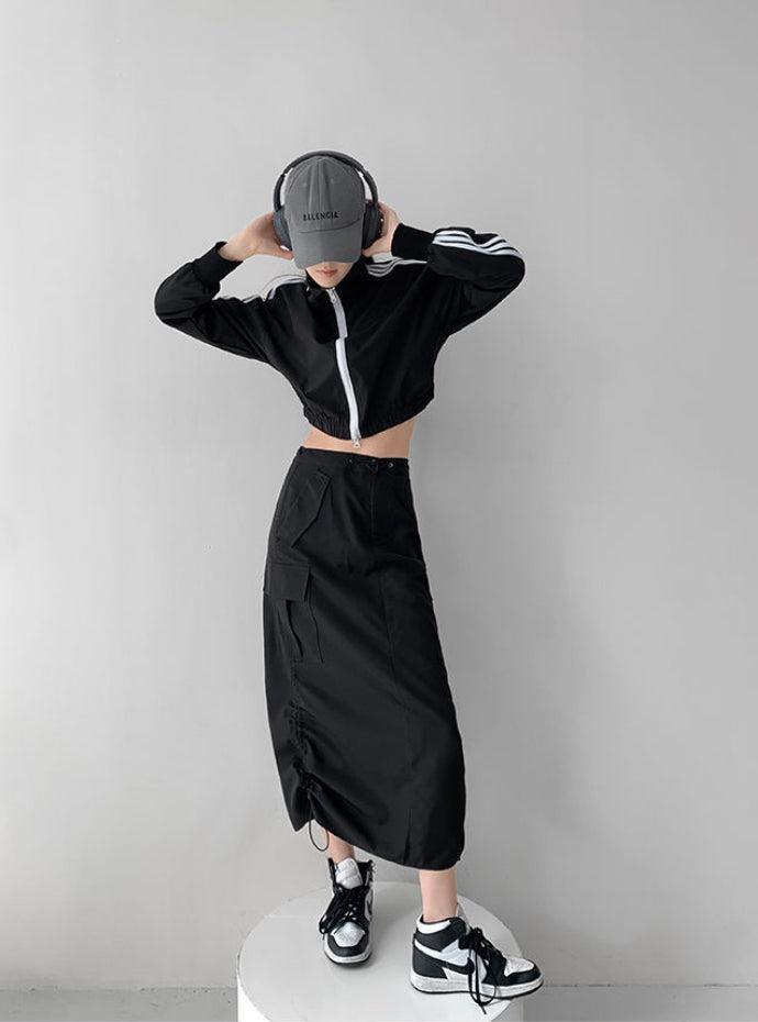 Style Core Aesthetics, New Style Trends - Drawstring Parachute Midi Skirt Style Core Aesthetics, New Style Trends - Drawstring Parachute Midi Skirt