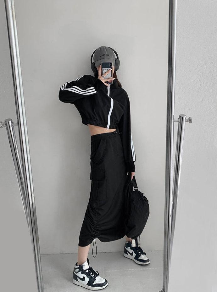 Style Core Aesthetics, New Style Trends - Drawstring Parachute Midi Skirt Style Core Aesthetics, New Style Trends - Drawstring Parachute Midi Skirt