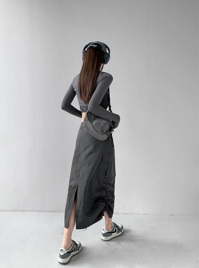 Style Core Aesthetics, New Style Trends - Drawstring Parachute Midi Skirt Style Core Aesthetics, New Style Trends - Drawstring Parachute Midi Skirt