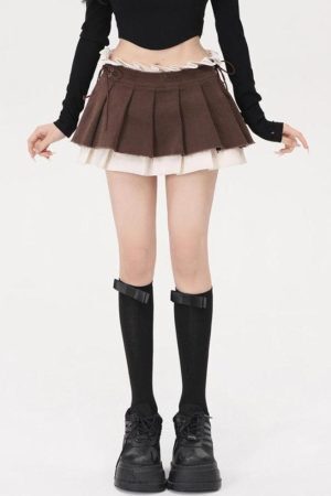 Style Core Aesthetics, New Style Trends - Drawstring Pleated Mini Skirt