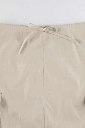 Style Core Aesthetics, New Style Trends - Drawstring Waist Parachute Maxi Skirt