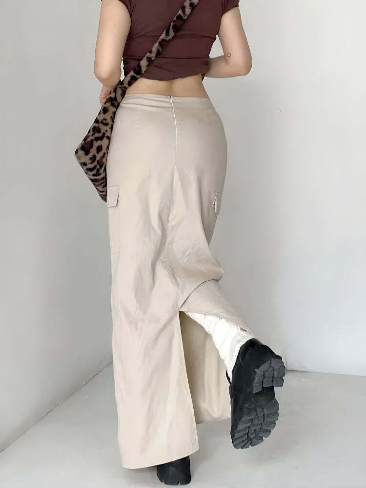 Style Core Aesthetics, New Style Trends - Drawstring Waist Parachute Maxi Skirt Style Core Aesthetics, New Style Trends - Drawstring Waist Parachute Maxi Skirt