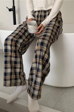 Style Core Aesthetics, New Style Trends - Elasticated Waist Checkered Sweatpants