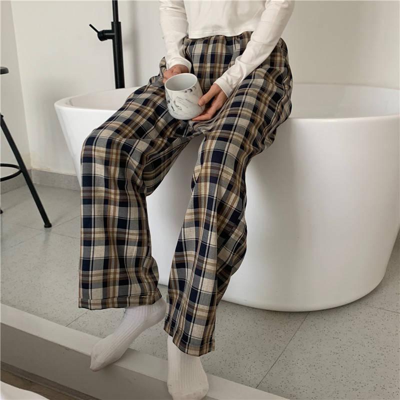 Style Core Aesthetics, New Style Trends - Elasticated Waist Checkered Sweatpants