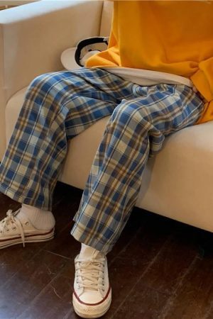 Style Core Aesthetics, New Style Trends - Elasticated Waist Checkered Sweatpants