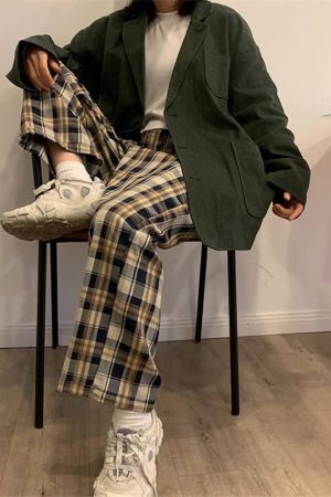 Style Core Aesthetics, New Style Trends - Elasticated Waist Checkered Sweatpants