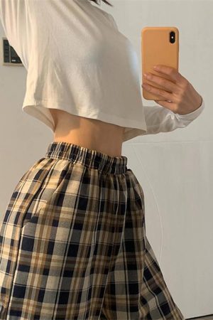 Style Core Aesthetics, New Style Trends - Elasticated Waist Checkered Sweatpants