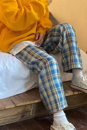 Style Core Aesthetics, New Style Trends - Elasticated Waist Checkered Sweatpants