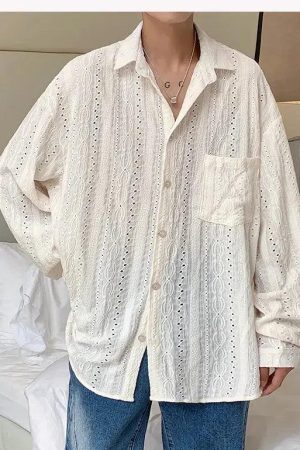 Style Core Aesthetics, New Style Trends - Embroidered Long Sleeve Shirt