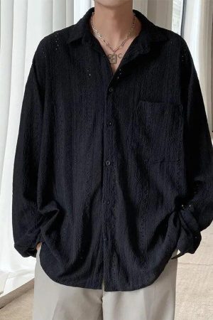 Style Core Aesthetics, New Style Trends - Embroidered Long Sleeve Shirt