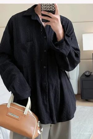 Style Core Aesthetics, New Style Trends - Embroidered Long Sleeve Shirt