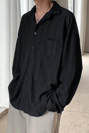 Style Core Aesthetics, New Style Trends - Embroidered Long Sleeve Shirt