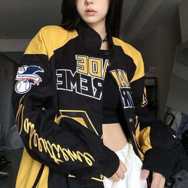 Style Core Aesthetics, New Style Trends - Embroidered Racing Jacket Style Core Aesthetics, New Style Trends - Embroidered Racing Jacket